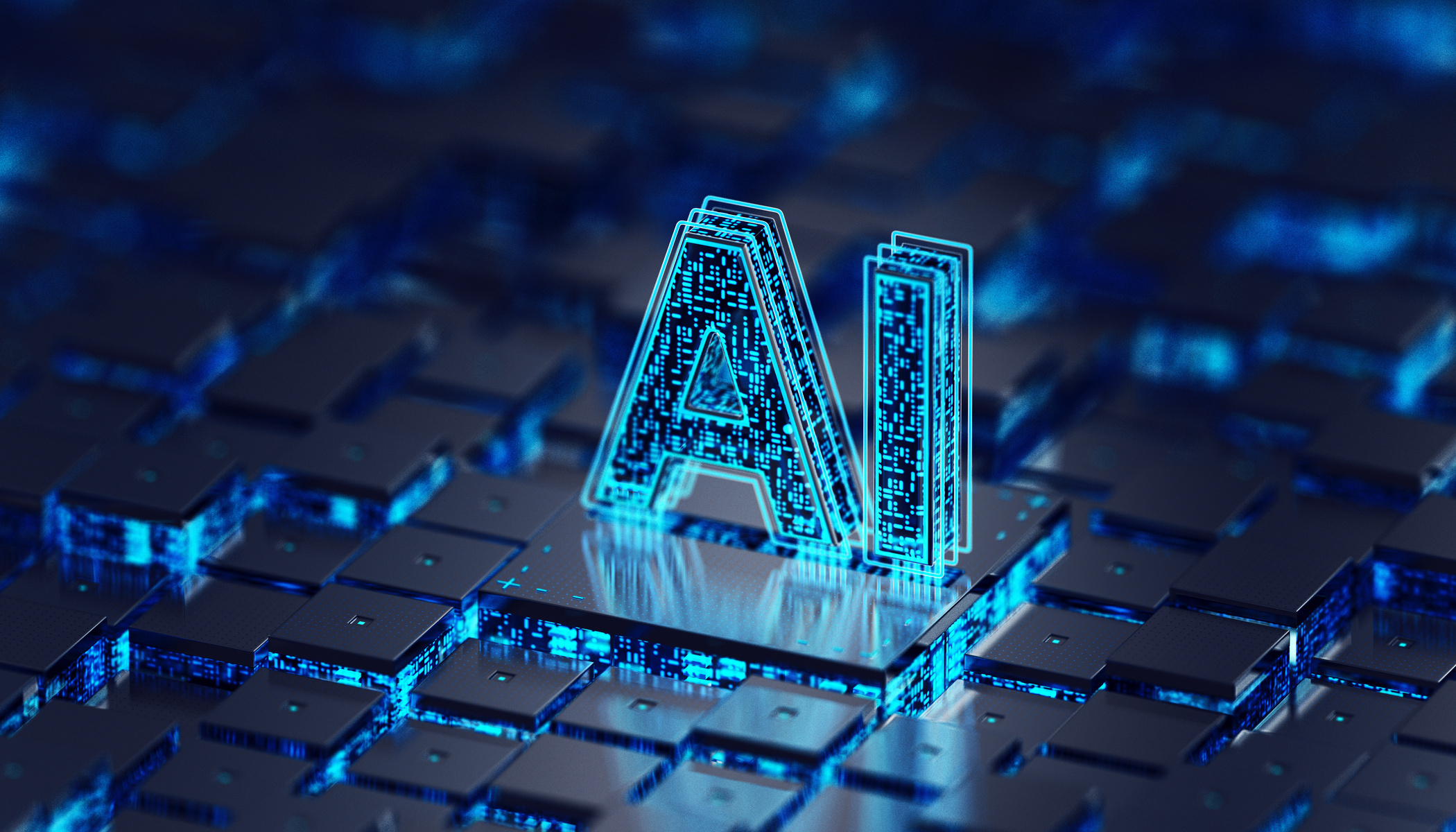 AI letters on circuit board